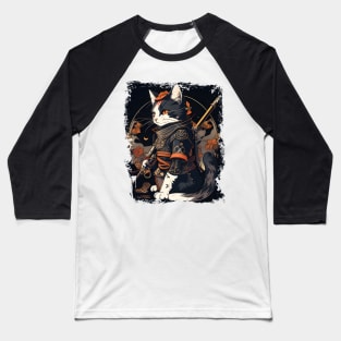 Japanese Cat Samurai Katana Catana - Love Cats Baseball T-Shirt